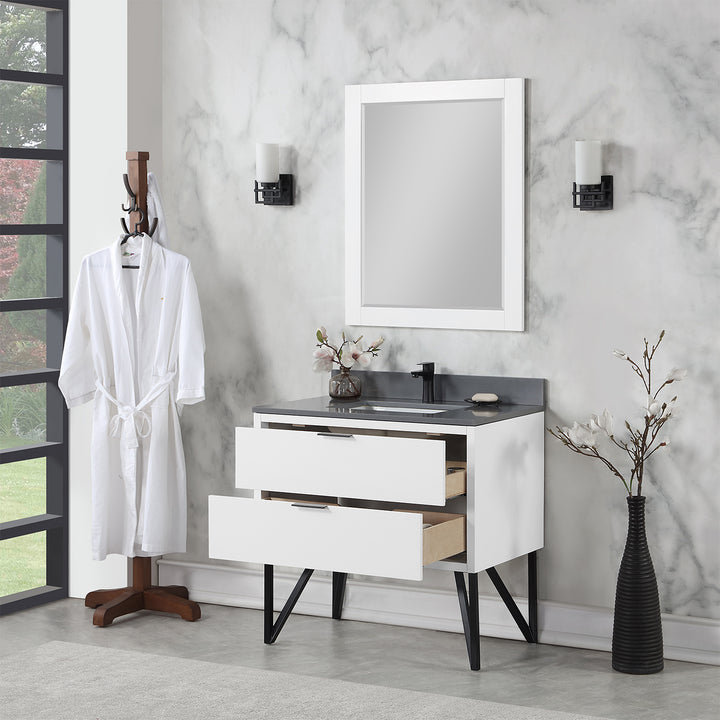 Altair - Helios 36" Single Bathroom Vanity Set with Concrete Gray Stone Countertop