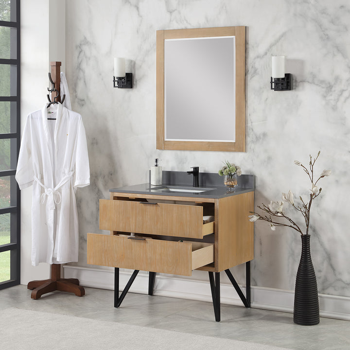 Altair - Helios 36" Single Bathroom Vanity Set with Concrete Gray Stone Countertop