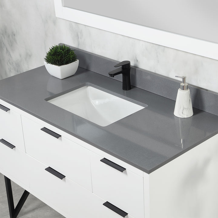 Altair - Helios 48" Single Bathroom Vanity Set with Concrete Gray Stone Countertop