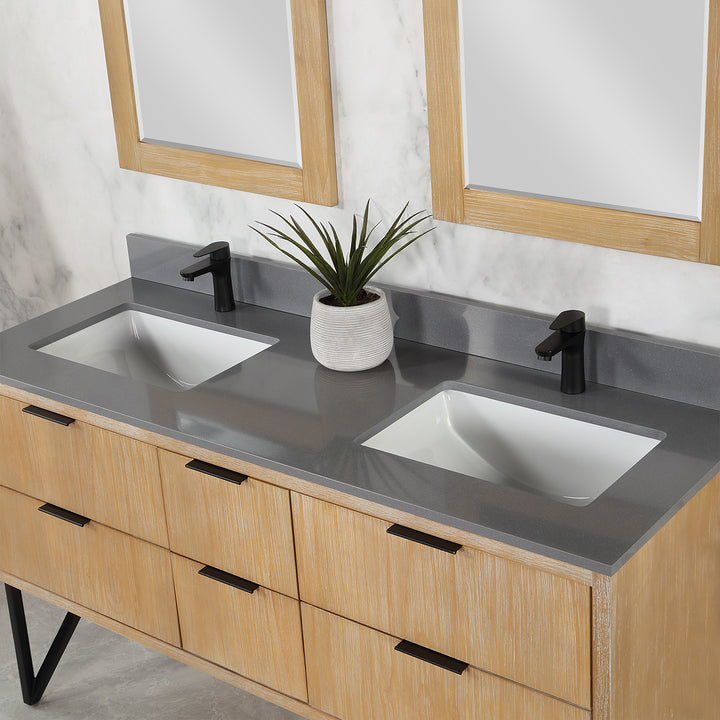 Altair - Helios 60" Double Bathroom Vanity Set with Concrete Gray Stone Countertop