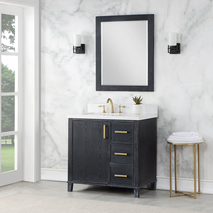 Altair - Weiser 36" Single Bathroom Vanity Set with Composite Aosta White Stone Countertop