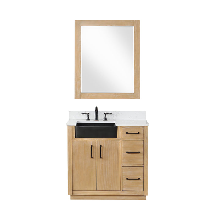 Altair - Novago 36" Single Bathroom Vanity Set with Composite Aosta White Stone Countertop and Farmhouse Sink
