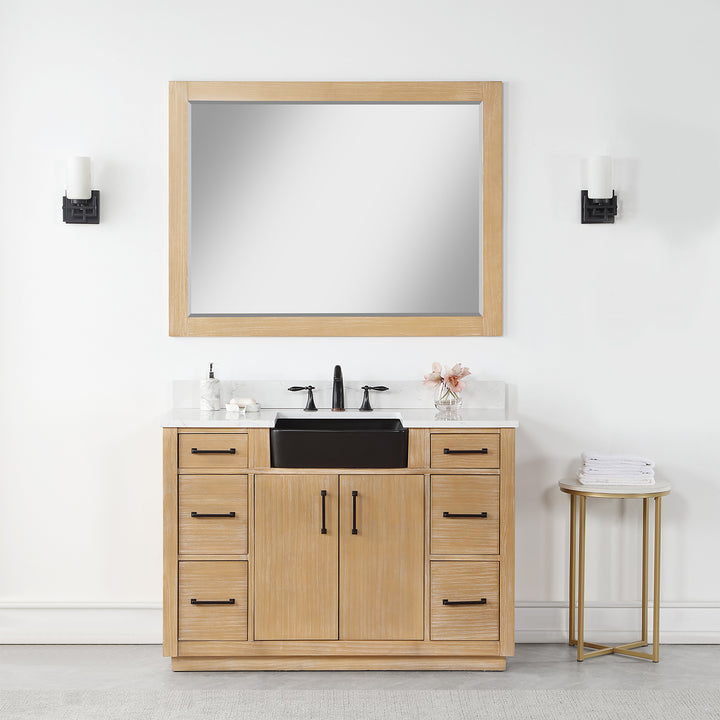Altair - Novago 48" Single Bathroom Vanity Set with Composite Aosta White Stone Countertop and Farmhouse Sink