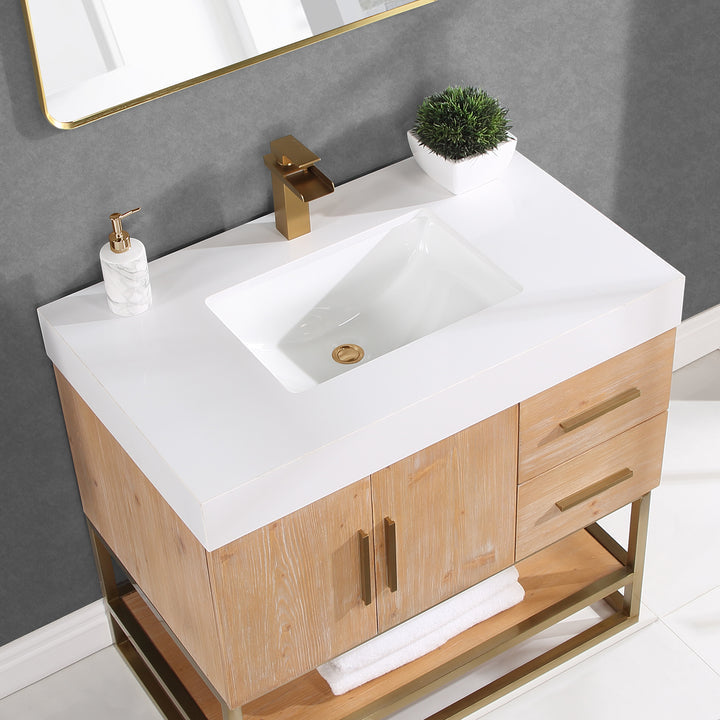 Altair - Bianco Single Bathroom Vanity with White Composite Stone Countertop