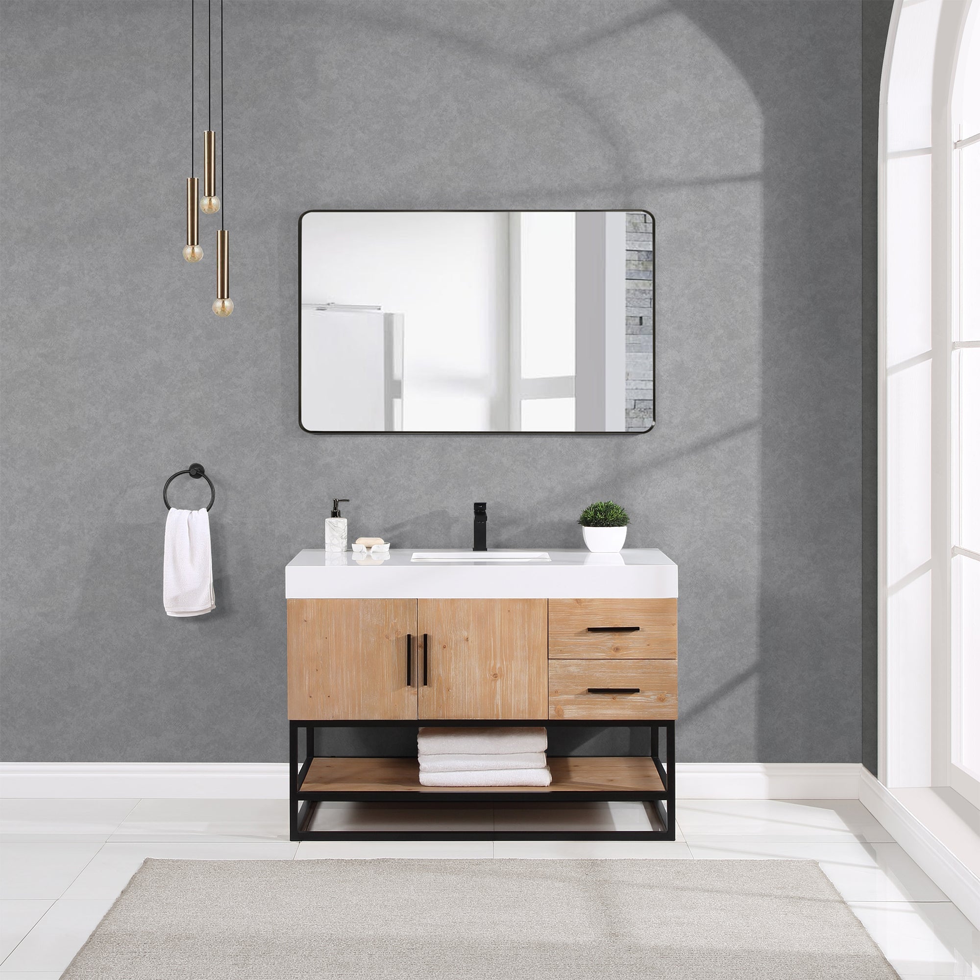 Altair - Bianco Single Bathroom Vanity with White Composite Stone Countertop