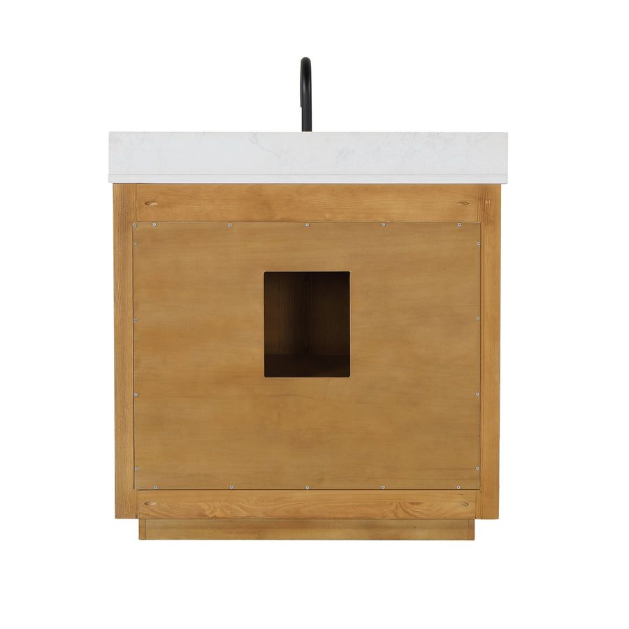 Altair - Perla 36" Single Bathroom Vanity with Grain White Composite Stone Countertop