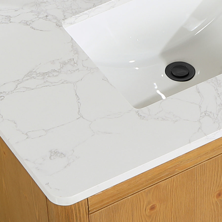 Altair - Perla 36" Single Bathroom Vanity with Grain White Composite Stone Countertop