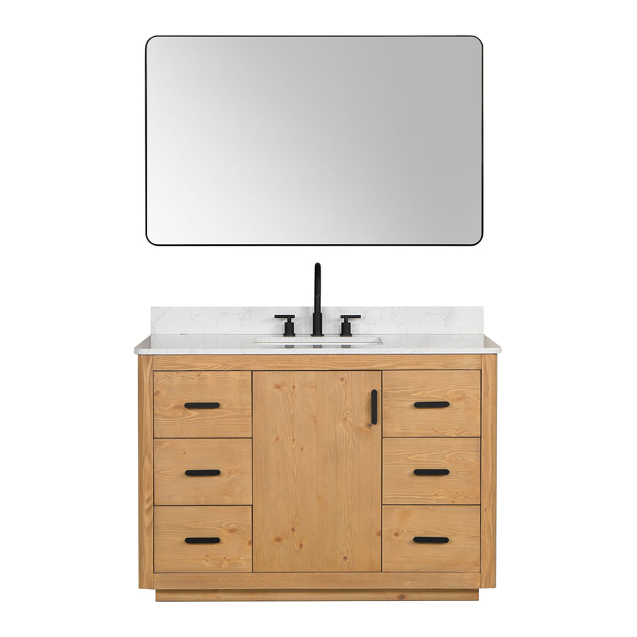 Altair - Perla 48" Single Bathroom Vanity with Grain White Composite Stone Countertop