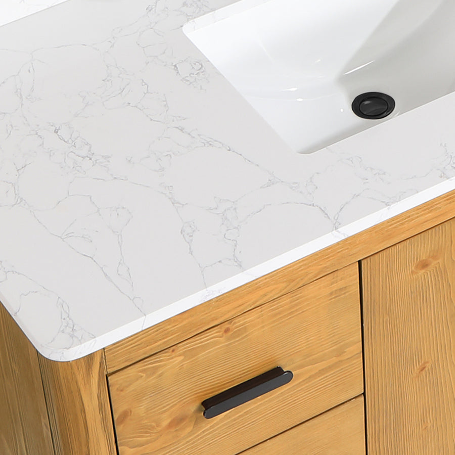 Altair - Perla 48" Single Bathroom Vanity with Grain White Composite Stone Countertop