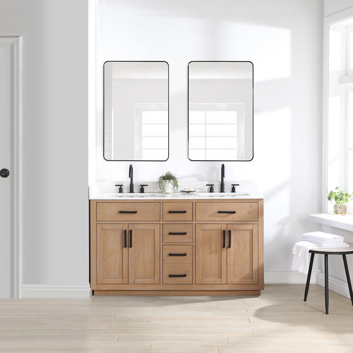 Altair - Gavino 60" Double Bathroom Vanity with Composite Stone Countertop