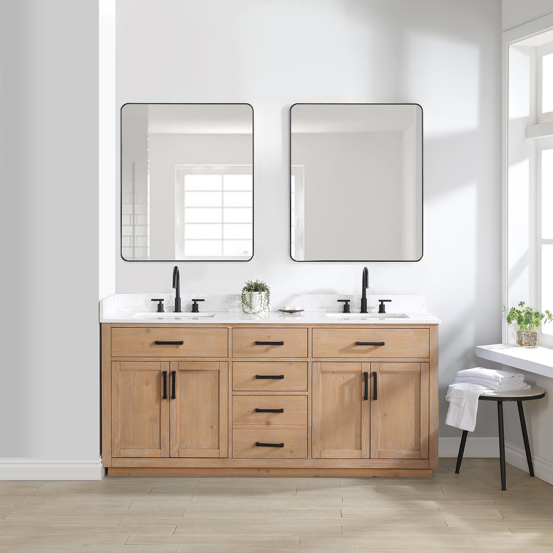 Altair - Gavino 72" Double Bathroom Vanity with Composite Stone Countertop
