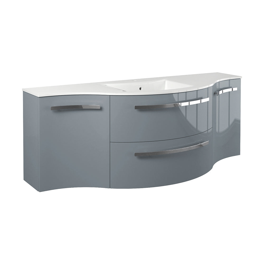 Latoscana 57" Ameno Modern Bathroom Vanity Kit With Left and Right Concave Cabinets