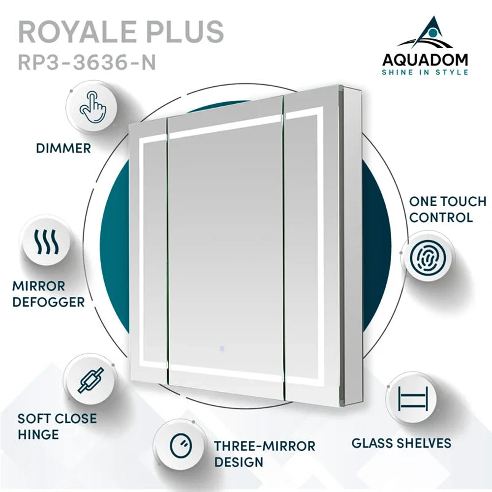 Aquadom - Royale Plus 36х36 LED Triple Door Lighted Medicine Cabinet