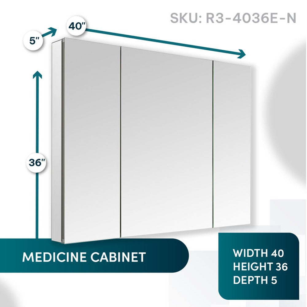 Aquadom - Royale 40×36 Triple Door Medicine Cabinet