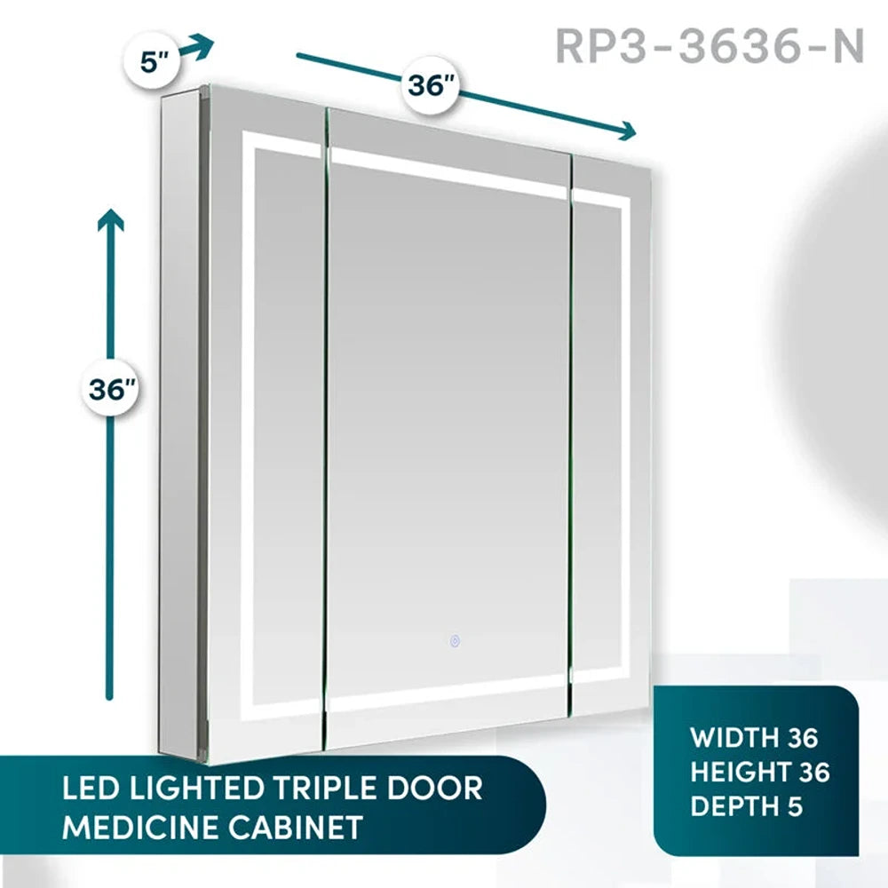 Aquadom - Royale Plus 36х36 LED Triple Door Lighted Medicine Cabinet
