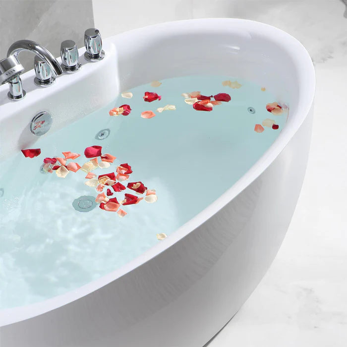 Empava - 59" Freestanding Oval Whirlpool Bathtub with Faucet - EMPV-59AIS12