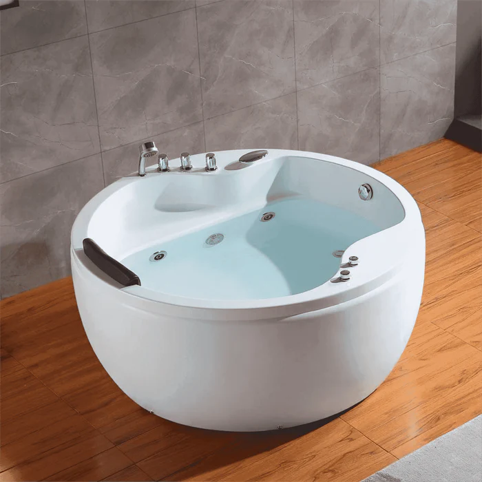 Empava - 59" Freestanding Round Whirlpool Bathtub with Faucet - EMPV-59JT005