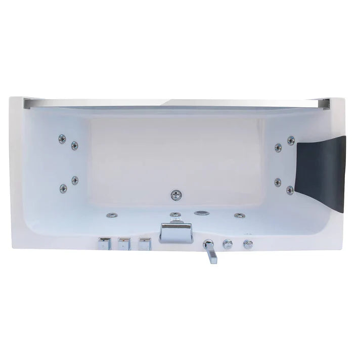 Empava - 59" Modern Alcove Whirlpool Bathtub with Faucet and LED Lights - EMPV-59JT408LED