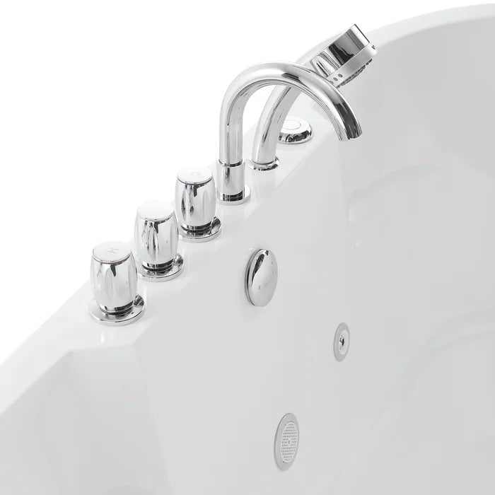 Empava - 67" Freestanding Oval Whirlpool Bathtub with Faucet - EMPV-67AIS17