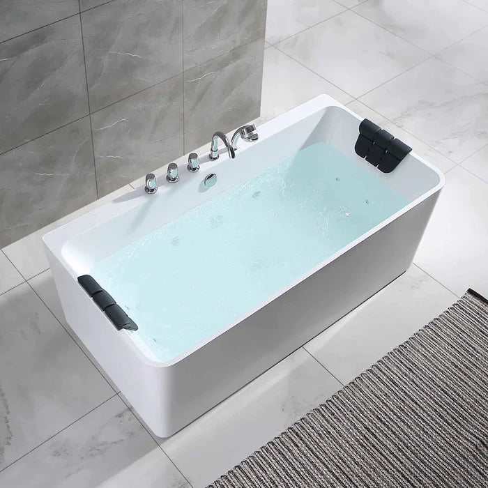 Empava - 67" Freestanding Whirlpool Acrylic Bathtub with Faucet - EMPV-67AIS03