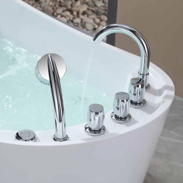 Empava - 67" Freestanding Oval Whirlpool Bathtub with Faucet - EMPV-67AIS09