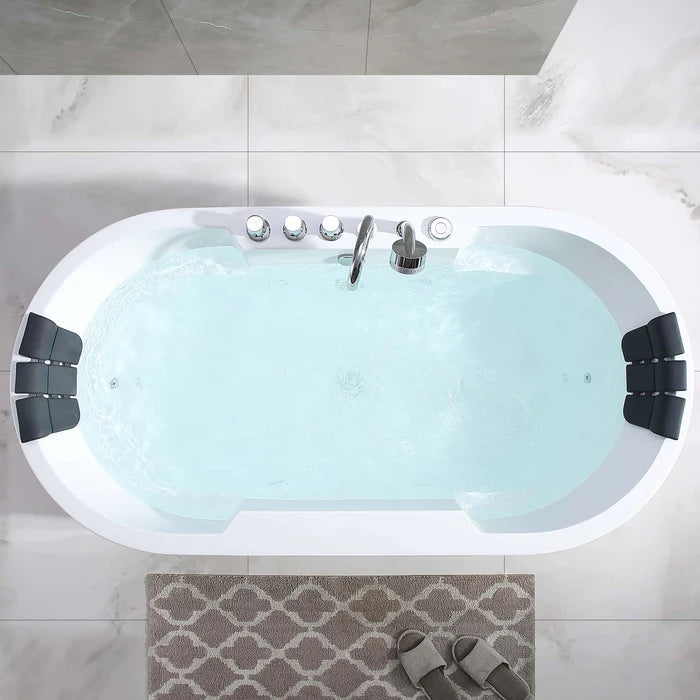 Empava - 67" Freestanding Oval Whirlpool Bathtub with Faucet - EMPV-67AIS17