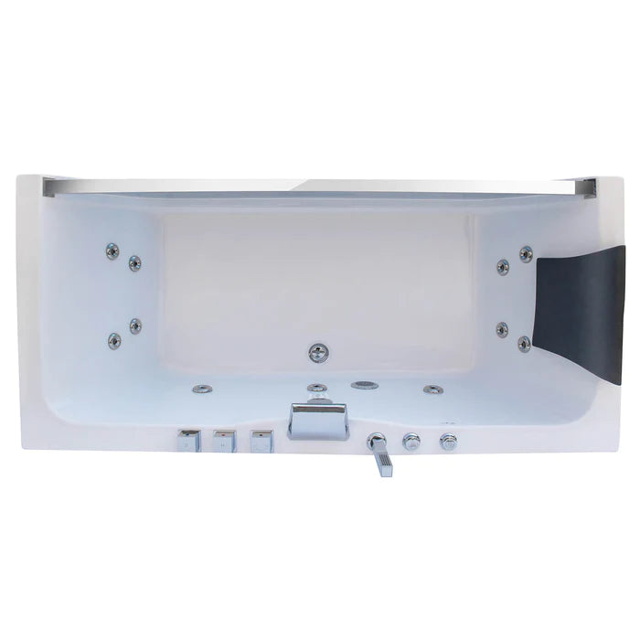 Empava - 67" Modern Alcove Whirlpool Bathtub with Faucet and LED Lights - EMPV-67JT408LED