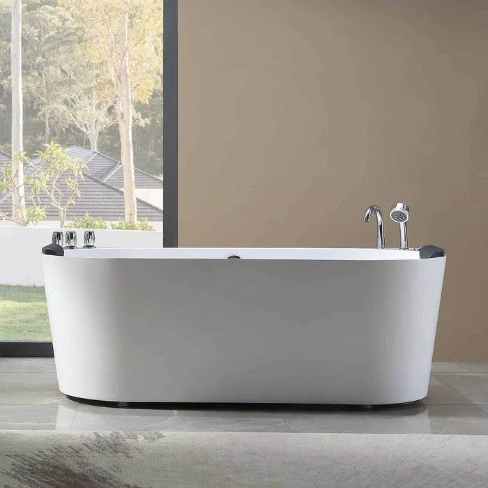 Empava - 71" Freestanding Oval Whirlpool Bathtub with Faucet - EMPV-71AIS08