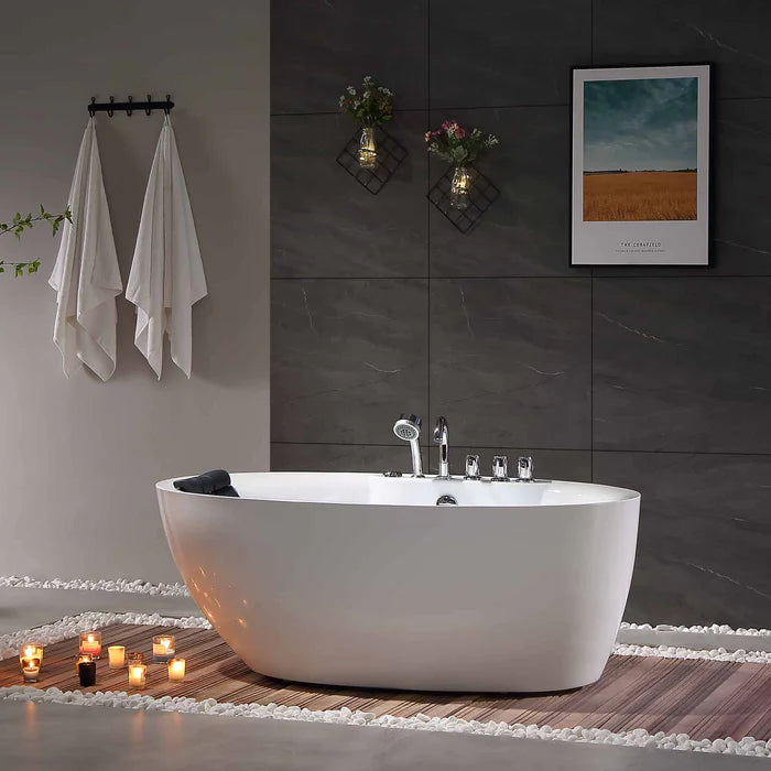 Empava - 71" Freestanding Oval Whirlpool Bathtub with Faucet - EMPV-71AIS14