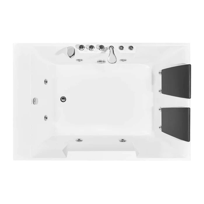 Empava - 72" Modern Whirlpool Alcove Bathtub with Faucet and LED Lights - EMPV-72JT367LED
