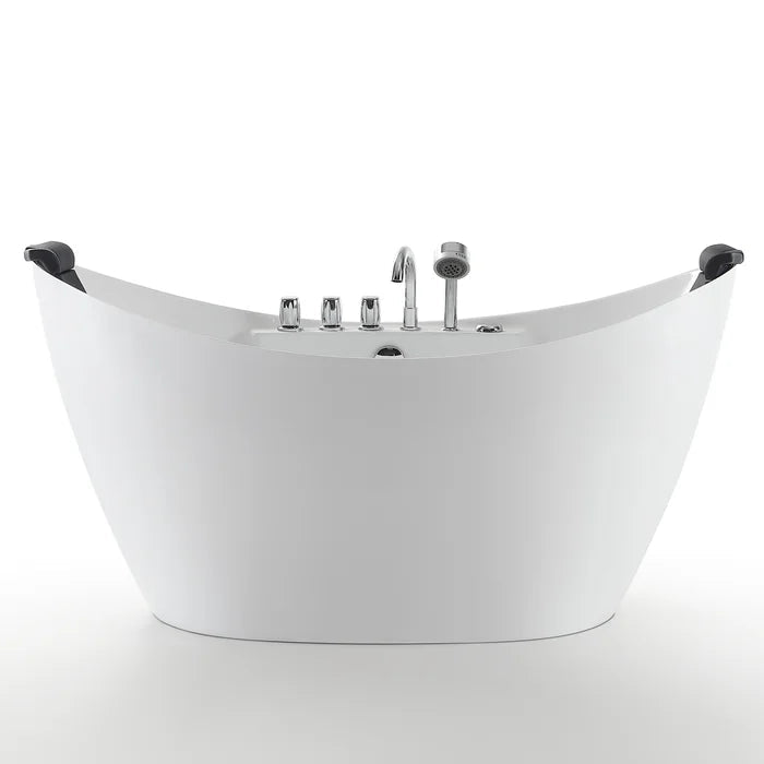 Empava - 59" Freestanding Hourglass Whirlpool Bathtub with Faucet - EMPV-59AIS11
