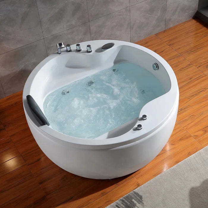 Empava - 59" Freestanding Round Whirlpool Bathtub with Faucet - EMPV-59JT005