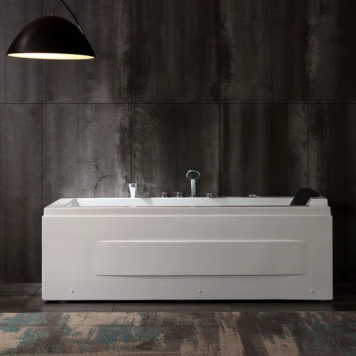 Empava - 67" Modern Alcove Whirlpool Bathtub with Faucet and LED Lights - EMPV-67JT351LED