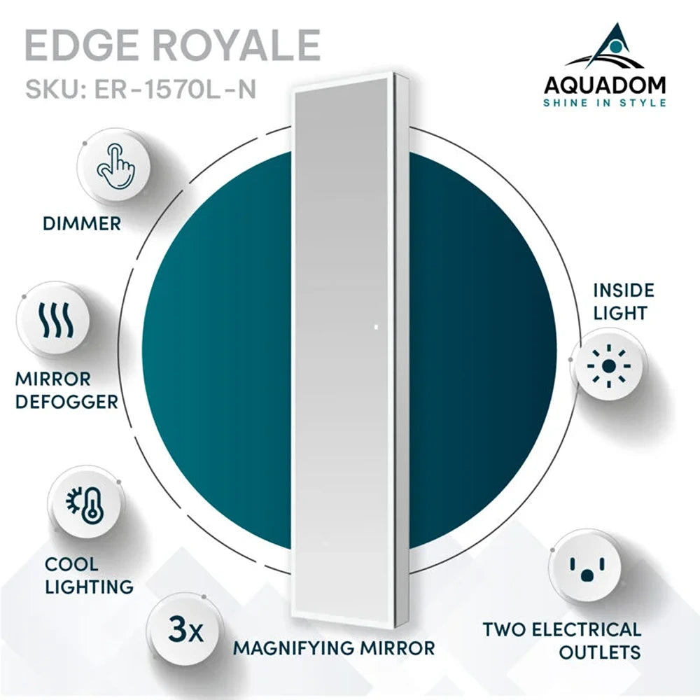 Aquadom - Edge Royale 15×70 Left/Right Hinge LED Lighted Medicine Cabinet