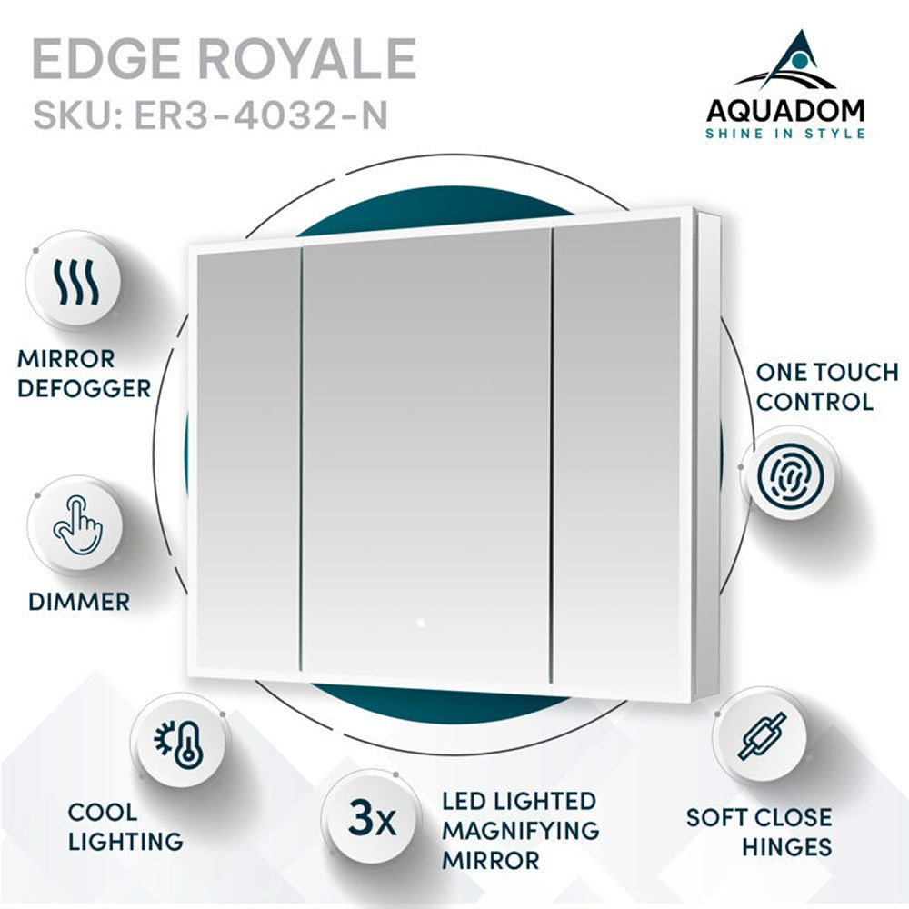 Aquadom - Edge Royale 40×32 LED Lighted Triple Door Medicine Cabinet