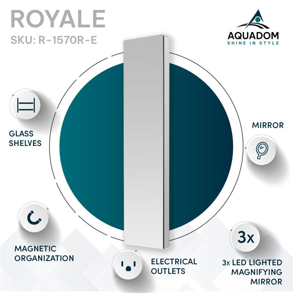 Aquadom - Royale 15×70 Left/Right Hinge Side Tall Medicine Cabinet