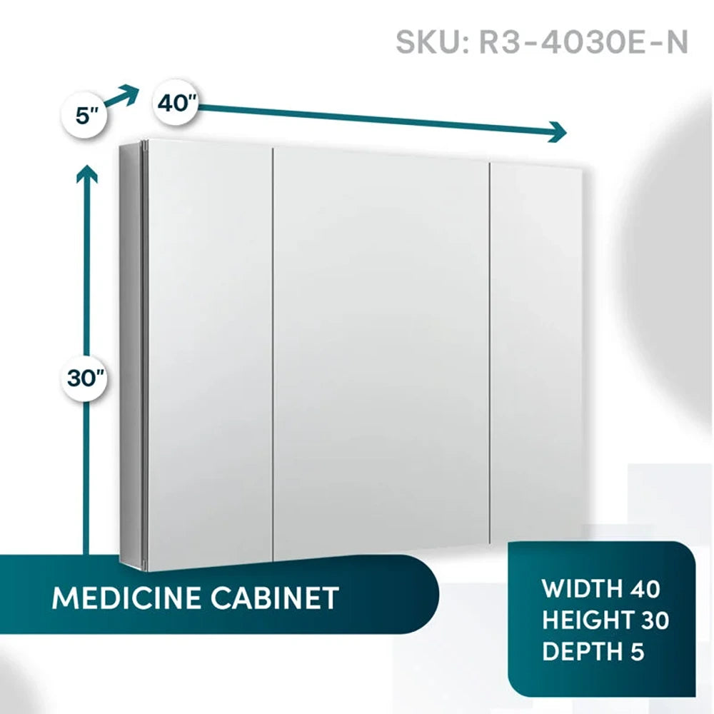 Aquadom - Royale 40×30 Triple Door Medicine Cabinet