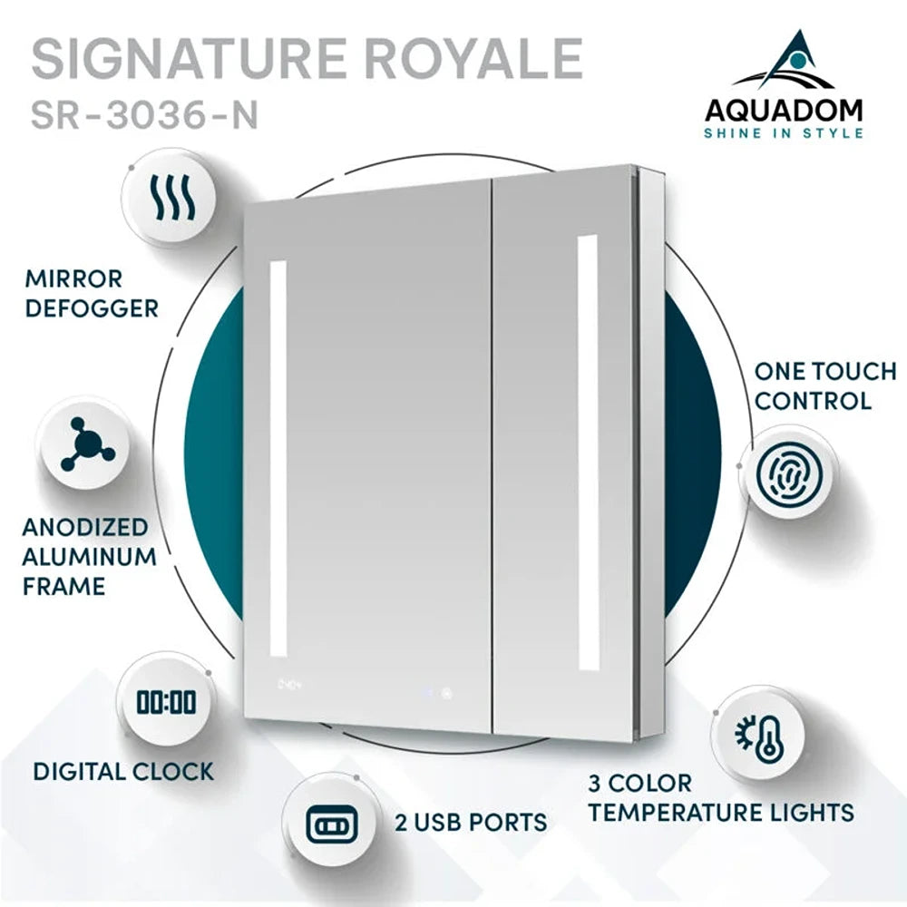 Aquadom - Signature Royale 30×36 LED Lighted Medicine Cabinet