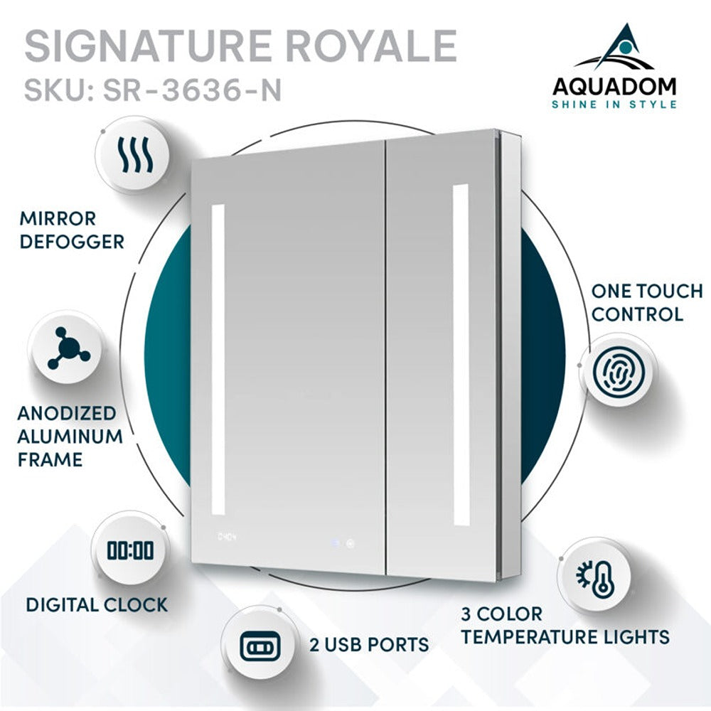 Aquadom - Signature Royale 36×36 LED Lighted Medicine Cabinet