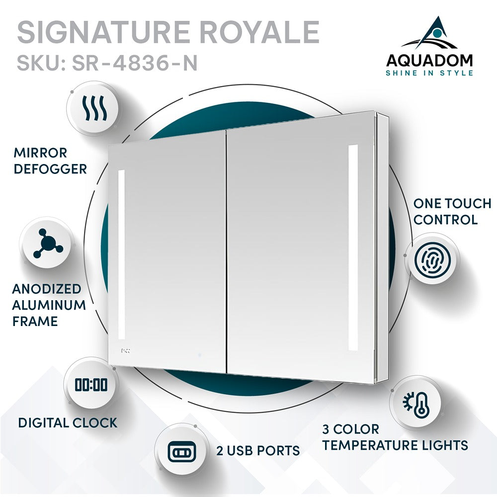 Aquadom - Signature Royale 48×36 LED Lighted Medicine Cabinet