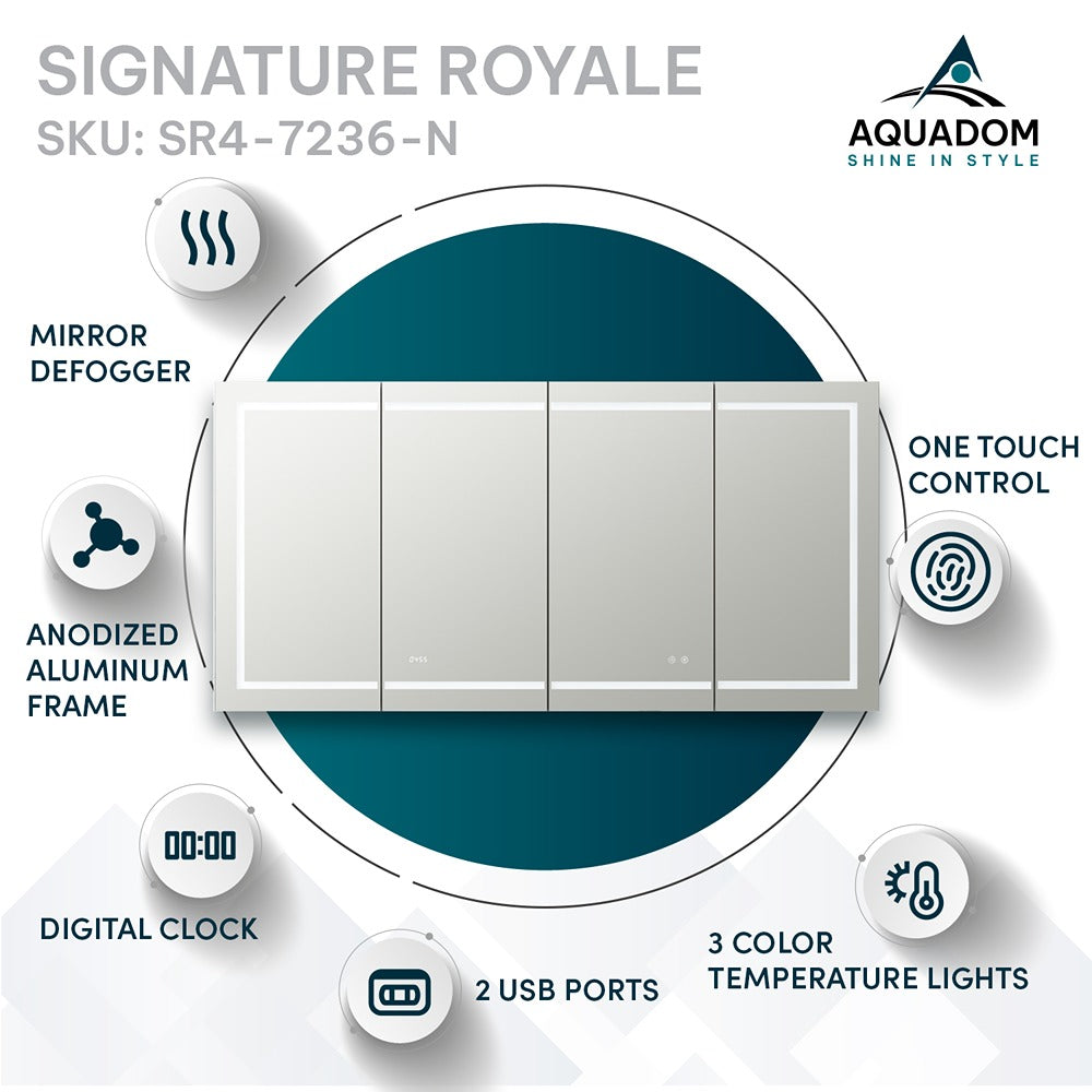Aquadom - Signature Royale 72×36 LED Lighted Medicine Cabinet