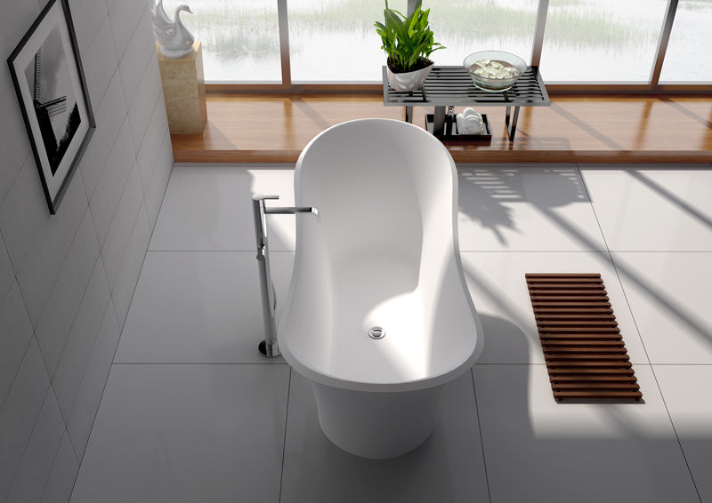 Legion Furniture - 68.9” White Matt Solid Surface Tub - No Faucet - WJ8614